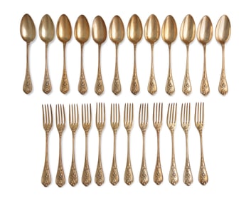A French Silver Vermeil Flatware Service Bearing the Monogram for William Vincent Astor (1891-1959)
