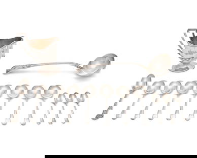 An Assorted Group of Sterling Silver Bearing Monograms for John Jacob Astor IV (1864-1912) and: An Assorted Group of Sterling Silver Bearing Monograms for John Jacob Astor IV (1864-1912) and Brooke Astor (1902-2007) and Astor Family Crests Various American and English Makers, Dates Ranging 1830