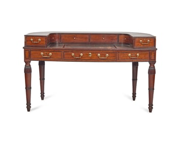 An English Satinwood, Mahogany and Parcel-Ebonized Carlton House Desk Once Owned by William Vincent
