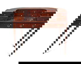 A George III Inlaid Mahogany Carlton House Desk: A George III Inlaid Mahogany Carlton House Desk Circa 1800 Height 35 1/2 x width 42 1/4 x depth 25 inches. From the private collection of Brooke Astor, New York This lot is located in Philadelphia. Pr