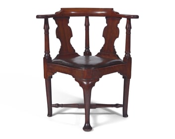 A Queen Anne Carved Walnut Corner Chair