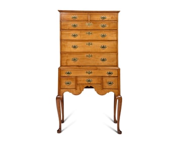 A Queen Anne Maple High Chest of Drawers