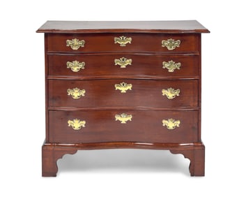 A Fine Chippendale Mahogany Diminutive Reverse-Serpentine Chest of Drawers