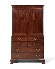A Chippendale Mahogany Linen Press