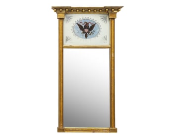 A Federal Giltwood and Eglomise Pier Glass