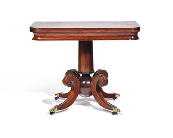 A Federal Carved Mahogany Card Table