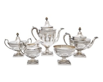 A Neoclassical Five-Piece Sterling Silver Tea and Coffee Service