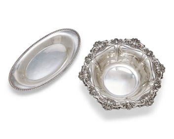 A Sterling Silver Bowl and Oval Tray