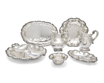 An Assorted Group of Seven Mexican Sterling and Silver Tablewares