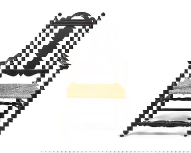 A Rare and Important Painted, Carved and Turned Slat-Back Armchair