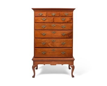 A Queen Anne Walnut Chest-On-Stand