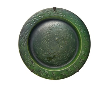 A Green-Glazed Pottery Plate from the Curtis Family of Marshfield, Massachusetts