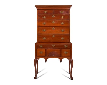 A Queen Anne Maple High Chest of Drawers