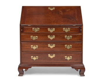 A Chippendale Carved Walnut Slant-Front Desk