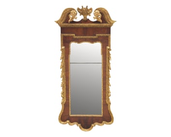 A George III Mahogany Veneered and Parcel-Gilt Looking Glass