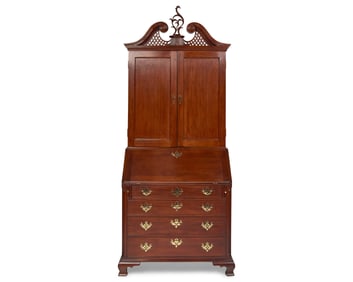 A Chippendale Cherrywood Desk and Bookcase