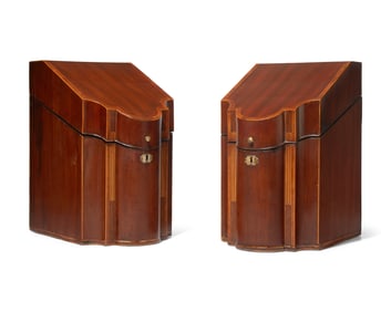 A Pair of George III Inlaid Mahogany Knife Boxes