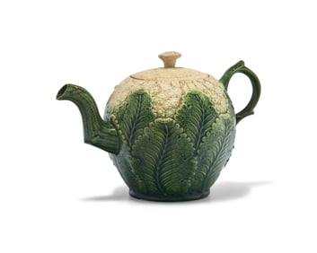 A Staffordshire Glazed Cauliflower Teapot of Rogers Family Interest