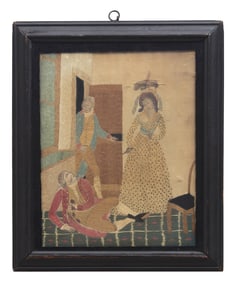 Anglo-American School 18th / 19th Century, A Needlework Picture: The Husband Returns