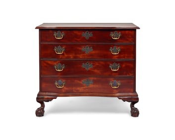 A Chippendale Birch Oxbow Chest of Drawers