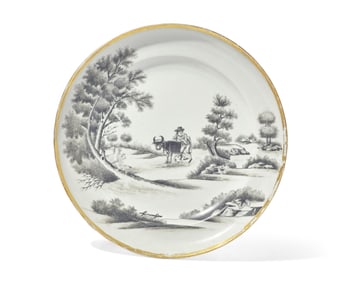 A Chinese Export Porcelain Plate in the "Quaker Farmer" Pattern
