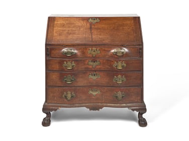 A Chippendale Mahogany Carved Oxbow Slant-Front Desk