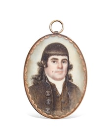 American School 18th Century, A Portrait Miniature of New York City Merchant and Firefighter, Thomas