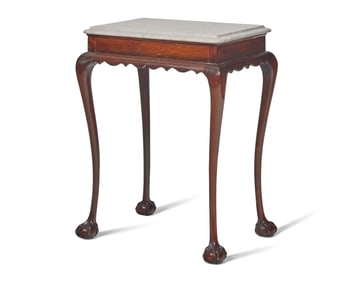 A Diminutive Chippendale Mahogany and White Marble Top Side Table