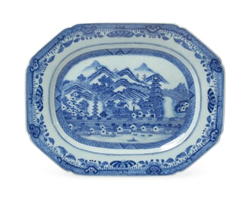 A Chinese Export Porcelain Tureen Stand Decorated with View of The City of Canton
