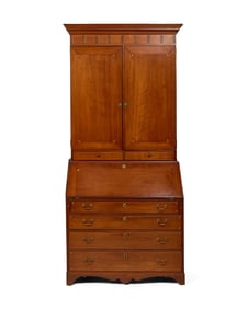A Federal Inlaid Cherry Secretary Bookcase