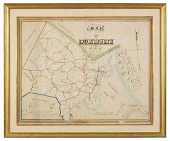 A Schoolgirl Hand-Drawn and Colored Map of Duxbury, Massachusetts