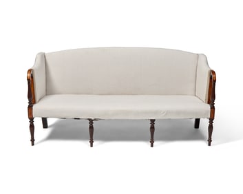 A Federal Carved and Inlaid Mahogany and Birch Sofa