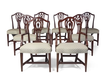 A Set of Eight Federal Carved Mahogany Dining Chairs