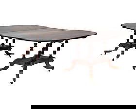A Late Federal Two-Part Carved Mahogany Dining Table: A Late Federal Two-Part Carved Mahogany Dining Table By Tradition Attributed to Duncan Phyfe (1768-1854), New York, New York, Early 19th Century with one leaf and brass clips. Height 29 x width 55 x d
