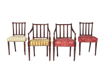 A Set of Four Federal Carved Mahogany Chairs