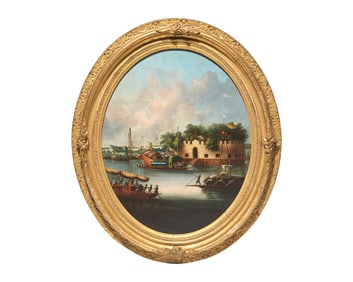 Chinese School 19th Century, A View of the Dutch Folly Fort Pearl Ruin