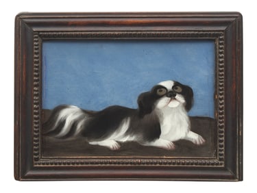 Chinese School 19th Century, A Reverse Painting on Glass of a Pekingese