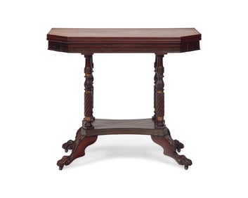 A Classical Brass-Inlaid Mahogany Card Table