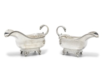 An Impressive Pair of Classical Silver Sauce Boats