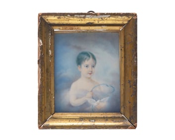 Ann (Anne) Hall (Connecticut / New York, 1792-1863), A Miniature Portrait of a Young Girl and a Dove