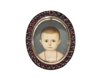 Anglo-American School 19th Century, A Portrait Miniature of Young Child