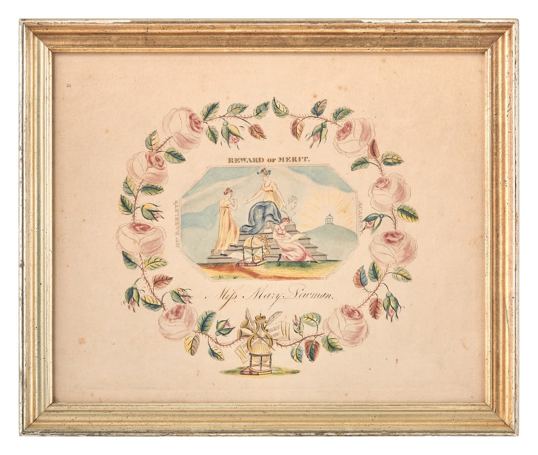 A Hand-Colored Engraving: A Reward of Merit for Miss Mary Newman (1 of 1)