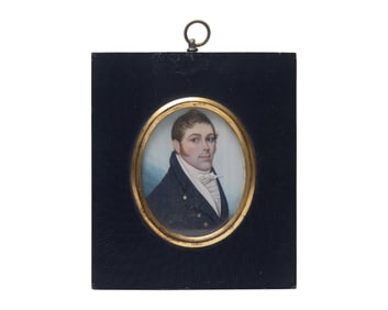 Anglo-American School 19th Century, A Portrait Miniature of a Young Sea Captain