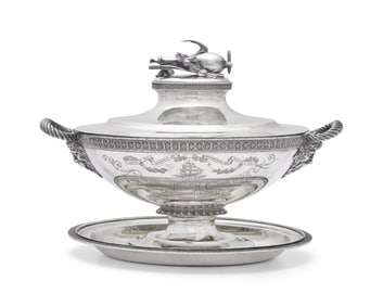An Impressive Sterling Silver Presentation Tureen and Undertray Made for Admiral Francis H. Gregory