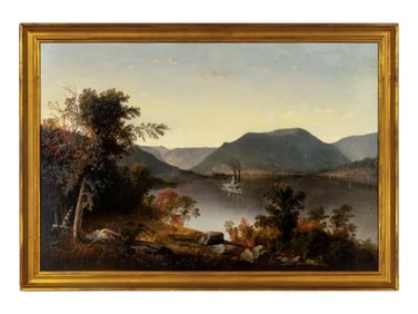 American School 19th Century, Paddle Steamer on the Hudson River