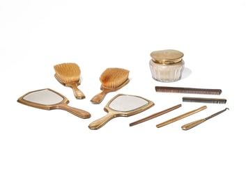 An Assembled 14 Karat Gold Dressing Set