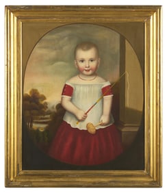 American School 19th Century, A Portrait of a Young Child with Toys