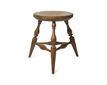 A Painted Pine and Maple Windsor Stool