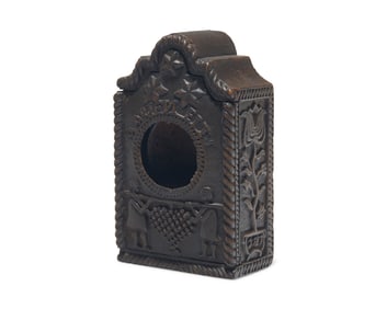 A Continental Carved Walnut Watch Hutch