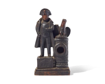 A Carved Wood Watch Hutch in the Form of Napoleon with Eagle